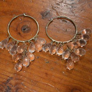 Hoop Earrings with Pink Stones